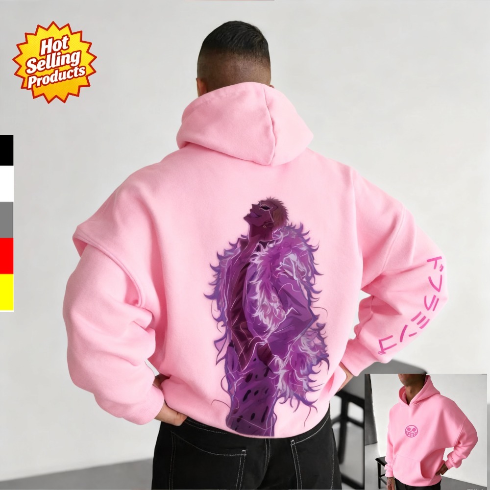Y2K Winter Clothing - Цельная толстовка с капюшоном Donquixote Doflamingo,