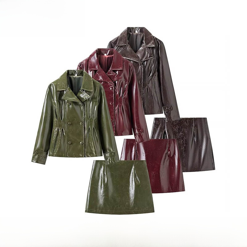 Jacket Winter Clothing - Модный яркий кожаный комплект из куртки