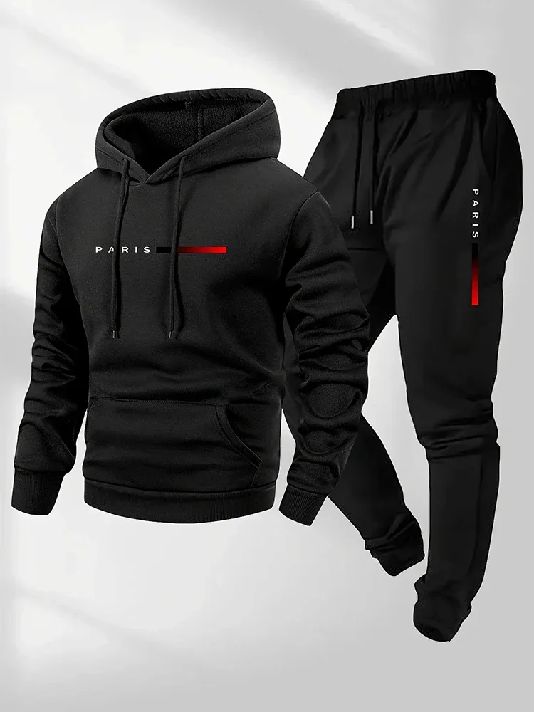 Winter Clothing Men - Повседневный спортивный костюм для бега, однотонный,