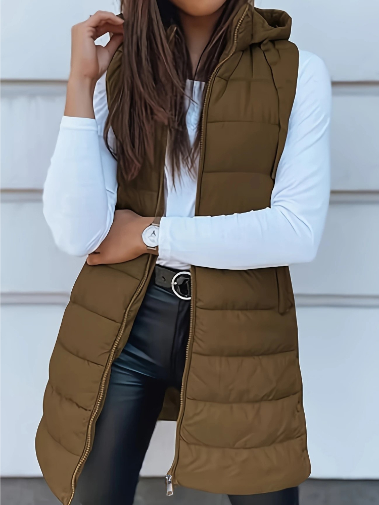 Padded Vest Gilet - Осенне-зимний женский жилет, повседневный, на молнии,