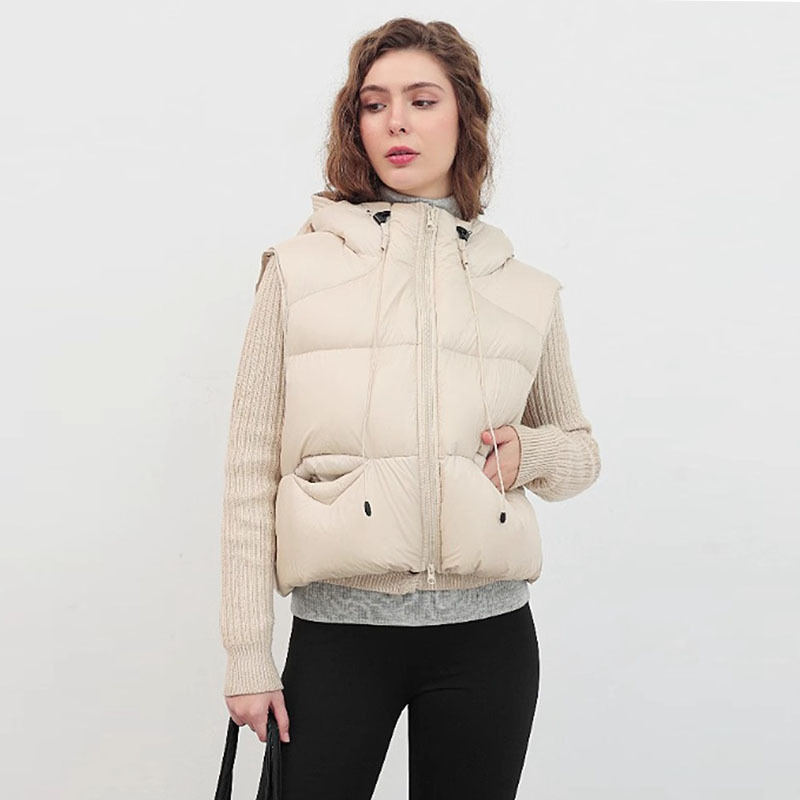 Padded Vest Gilet - Женский утепленный жилет с капюшоном, на