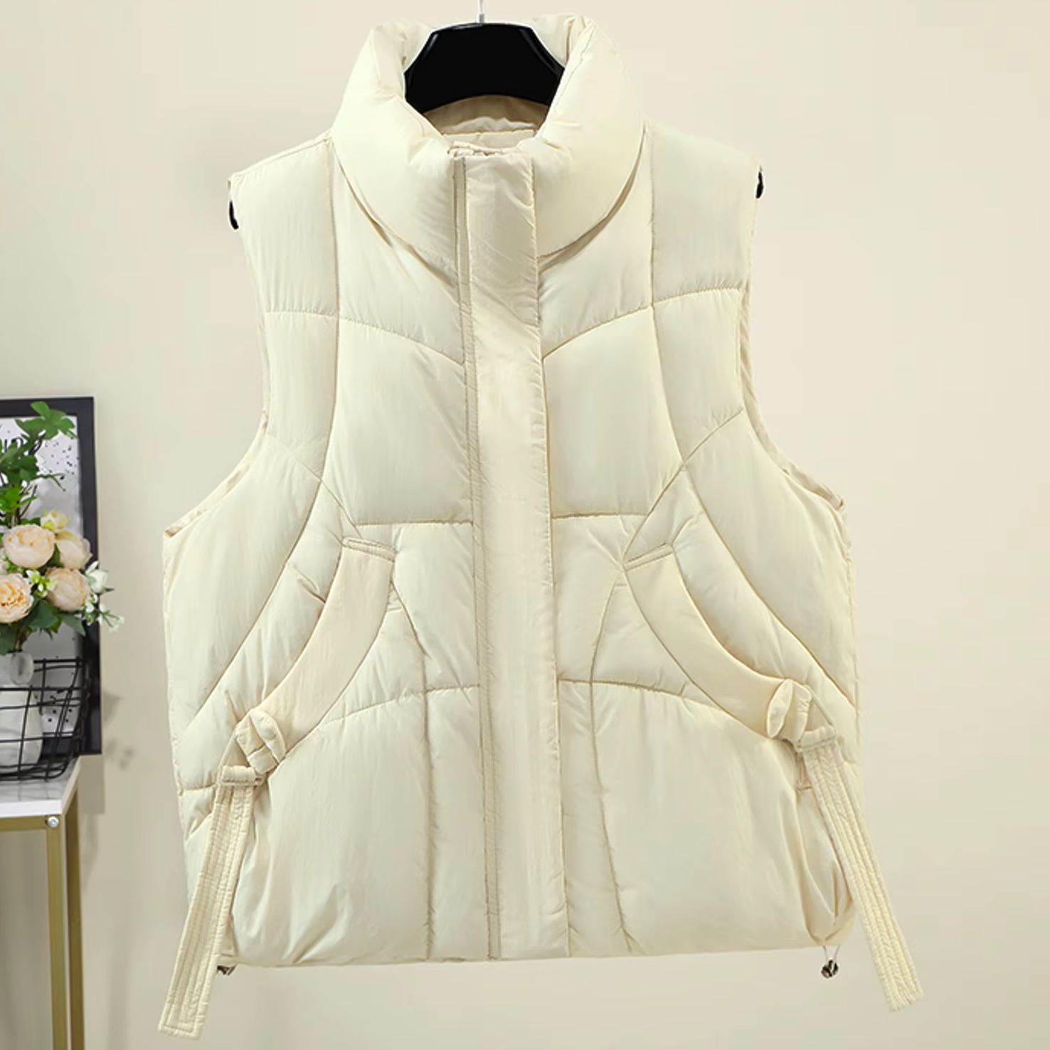 Padded Vest Gilet - Женский утепленный жилет с высоким воротником-стойкой,